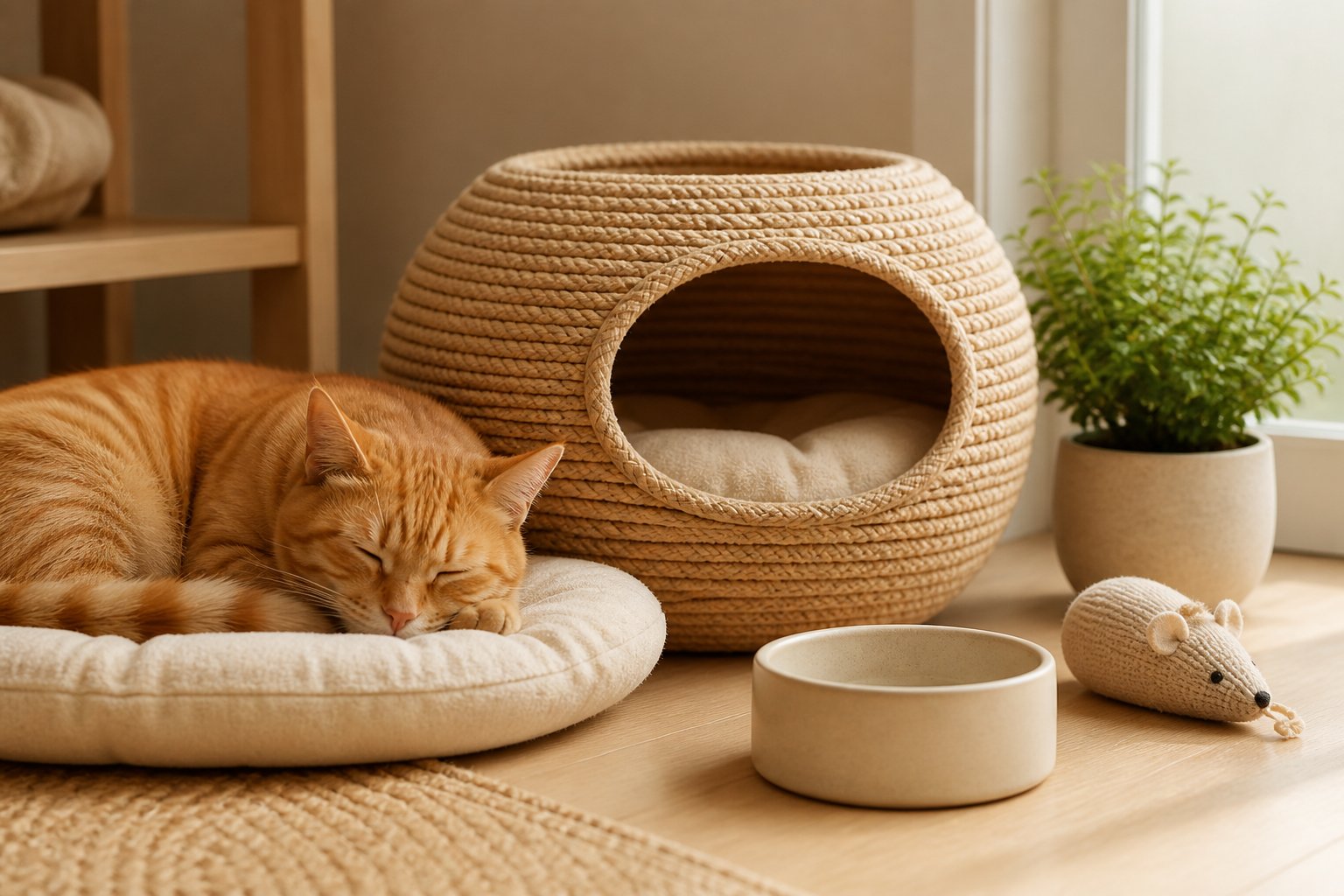 Chat et accessoires non marqués pour illustrer l’univers animaux
