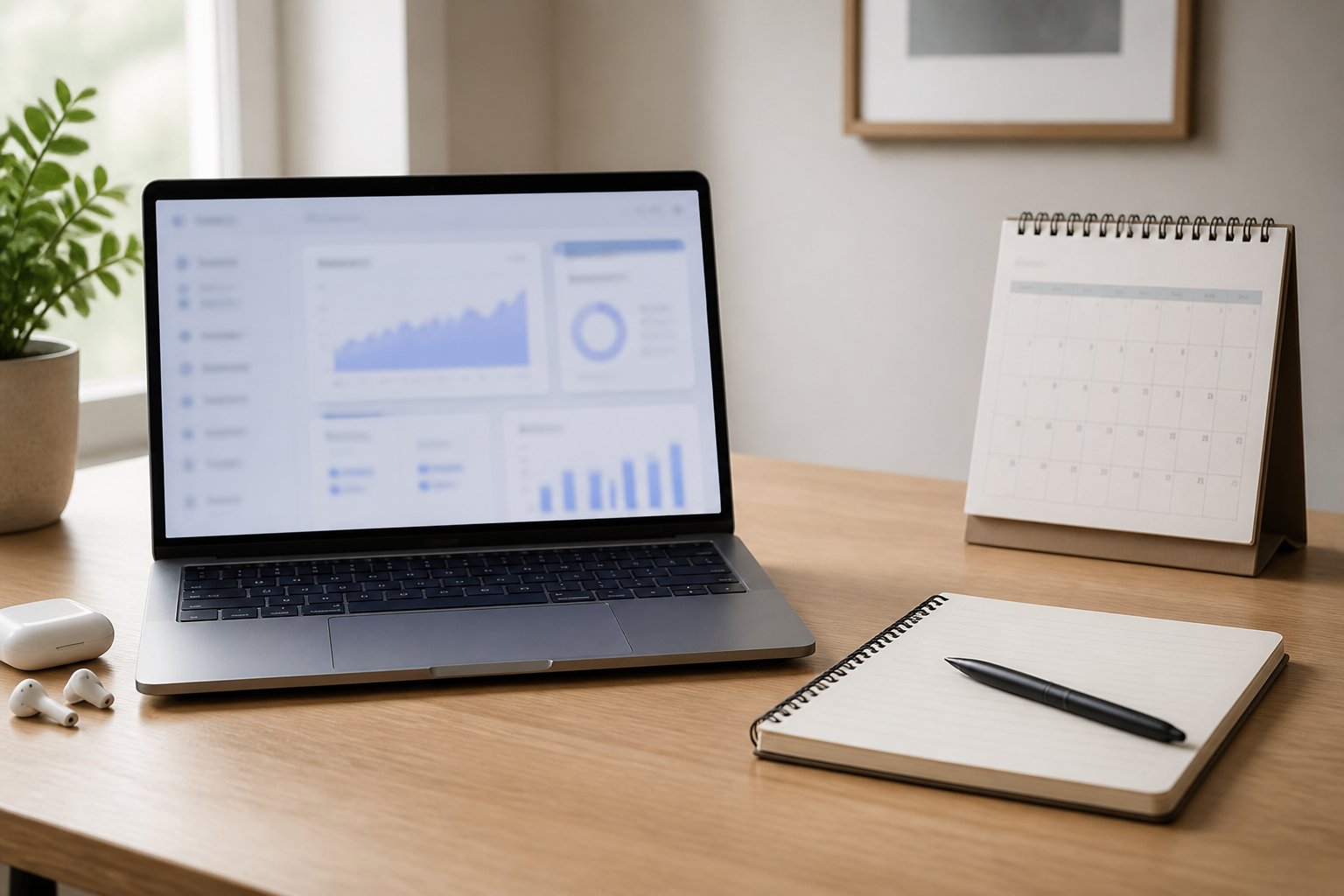 Bureau et outils numériques non marqués pour illustrer les services